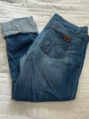 Joe’s Jeans Wide Raw Cuff Kicker Crop Jeans Women’s 31 Medium Wash Raw Hem
